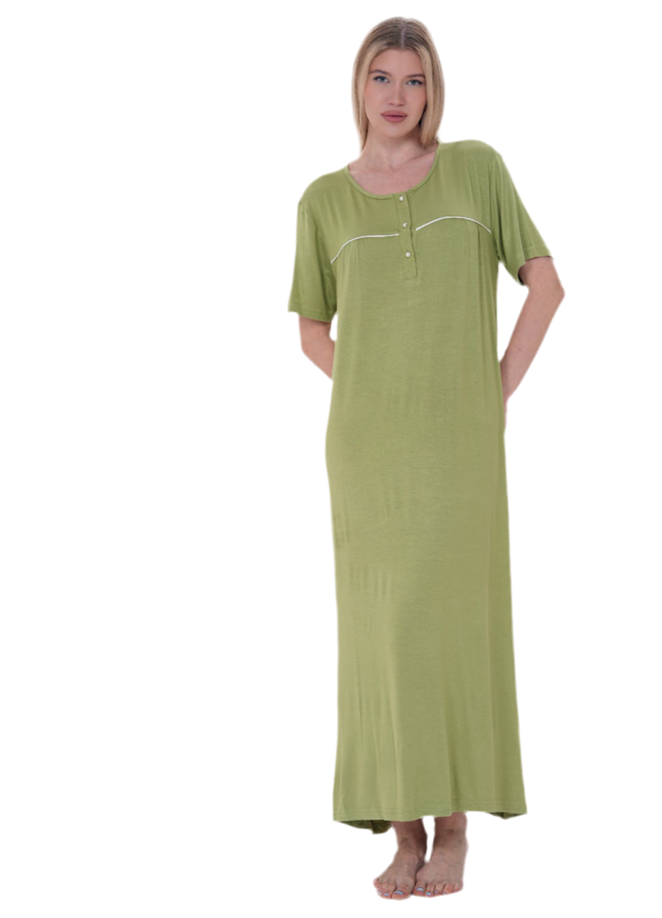 Big size night gown summer cotton maxi 1204