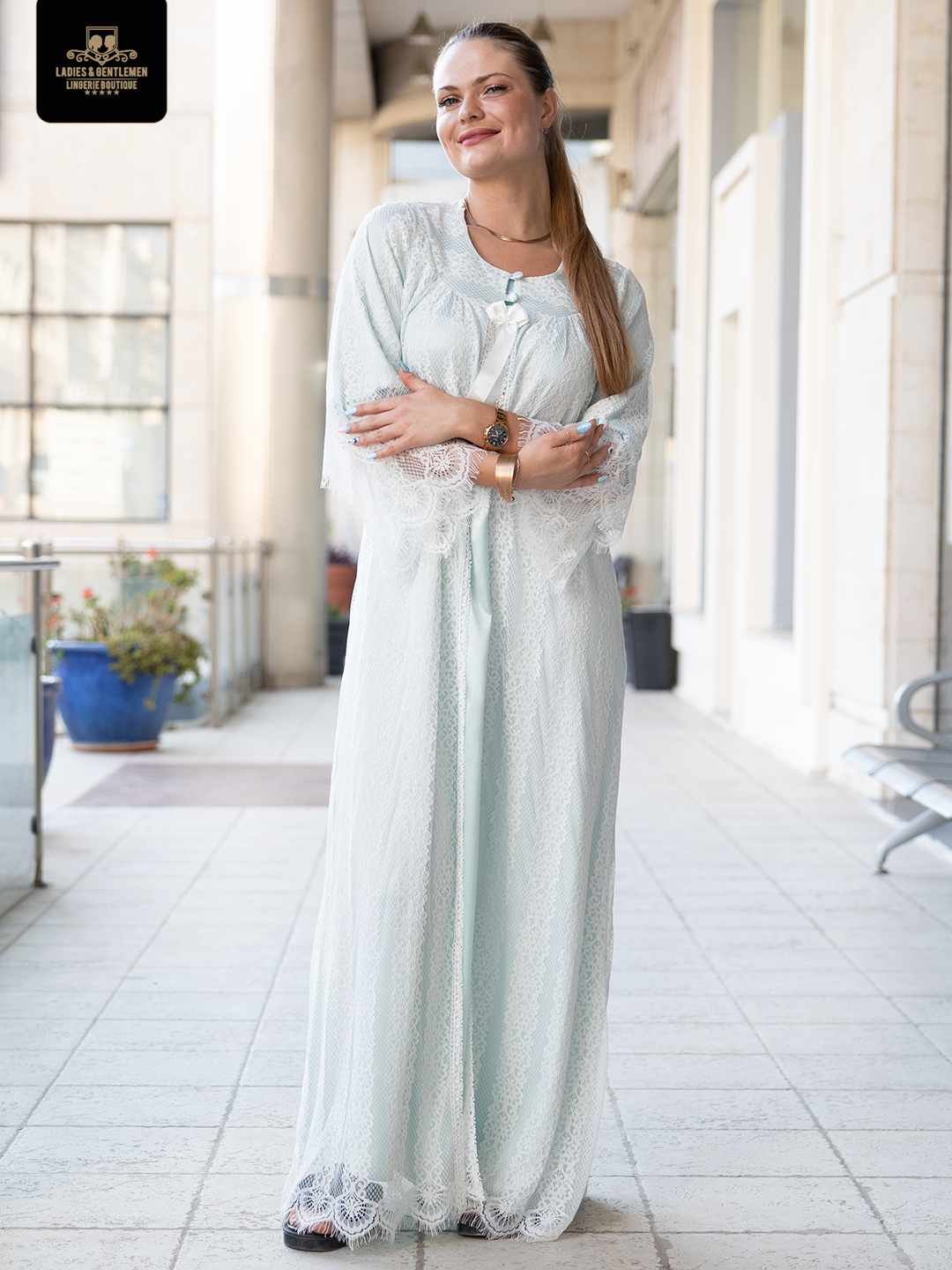 Maternity set gown and robe one piece satin silk 2 color available by coco box Cb117