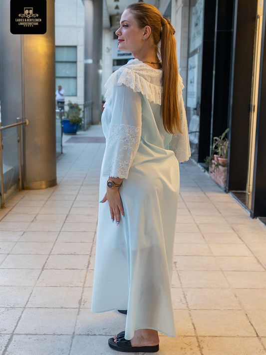 Maternity gown blue and pink cb115