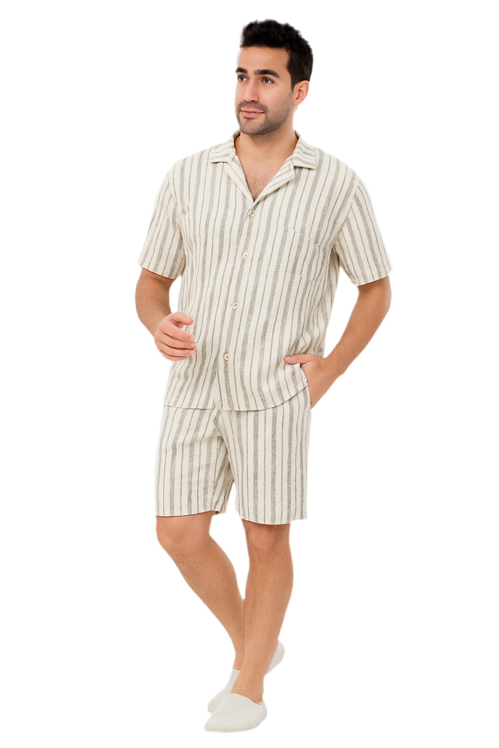 Summer lounge wear linen cotton short set