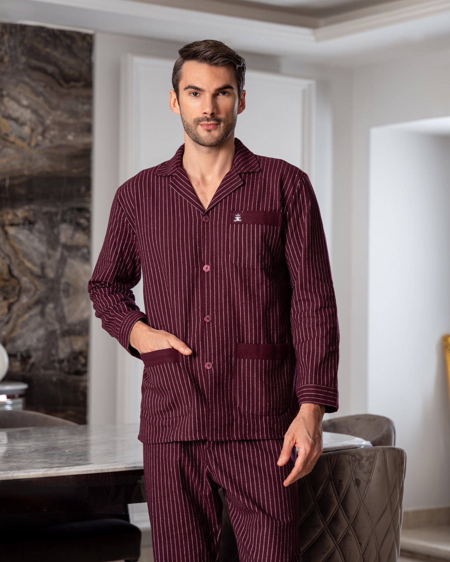 Men premium 100% winter cotton pajama Bordo