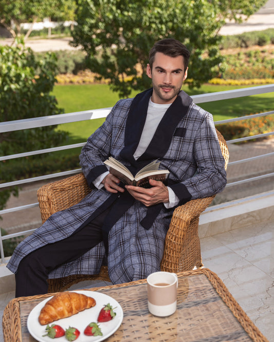 Luxury checkered winter robe men