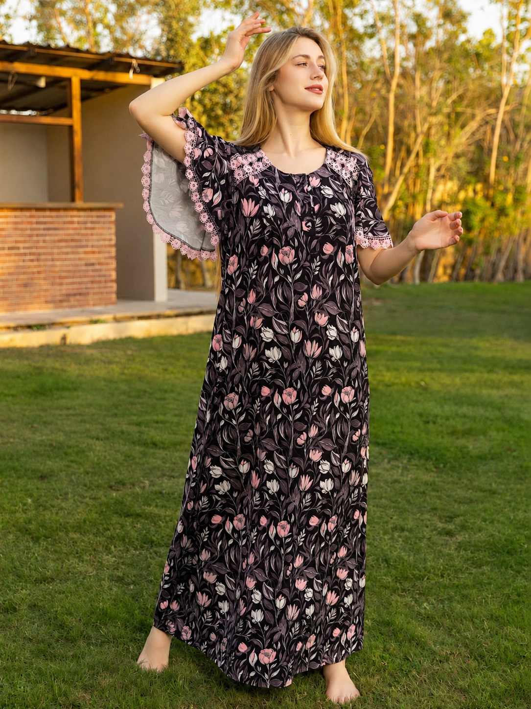 maxi night dress for women gown modern big size available 17958 – ladiesandgentlemenjo Stephanie Dress – Retrofete Сotton / Coton Women long nightgowns Upgrade Size:EU 41 - US 8 / 8.5