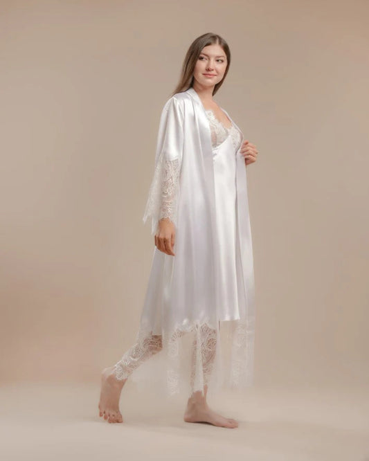 Bridal set 2 pieces satin&lace