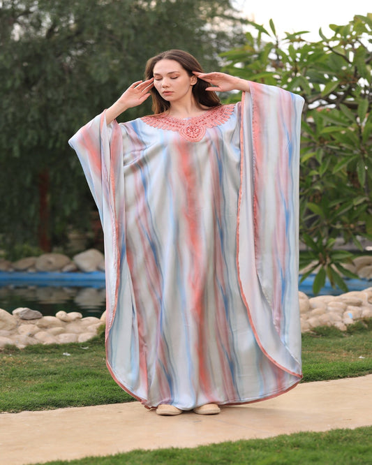 Butterfly satin caftan 15975