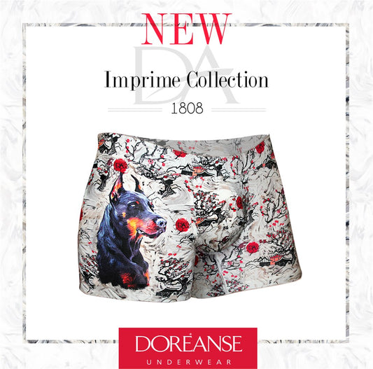 DOREANSE German Fabric Men’s Modal Printed Dog Detailed Regular Leg Boxer 1808