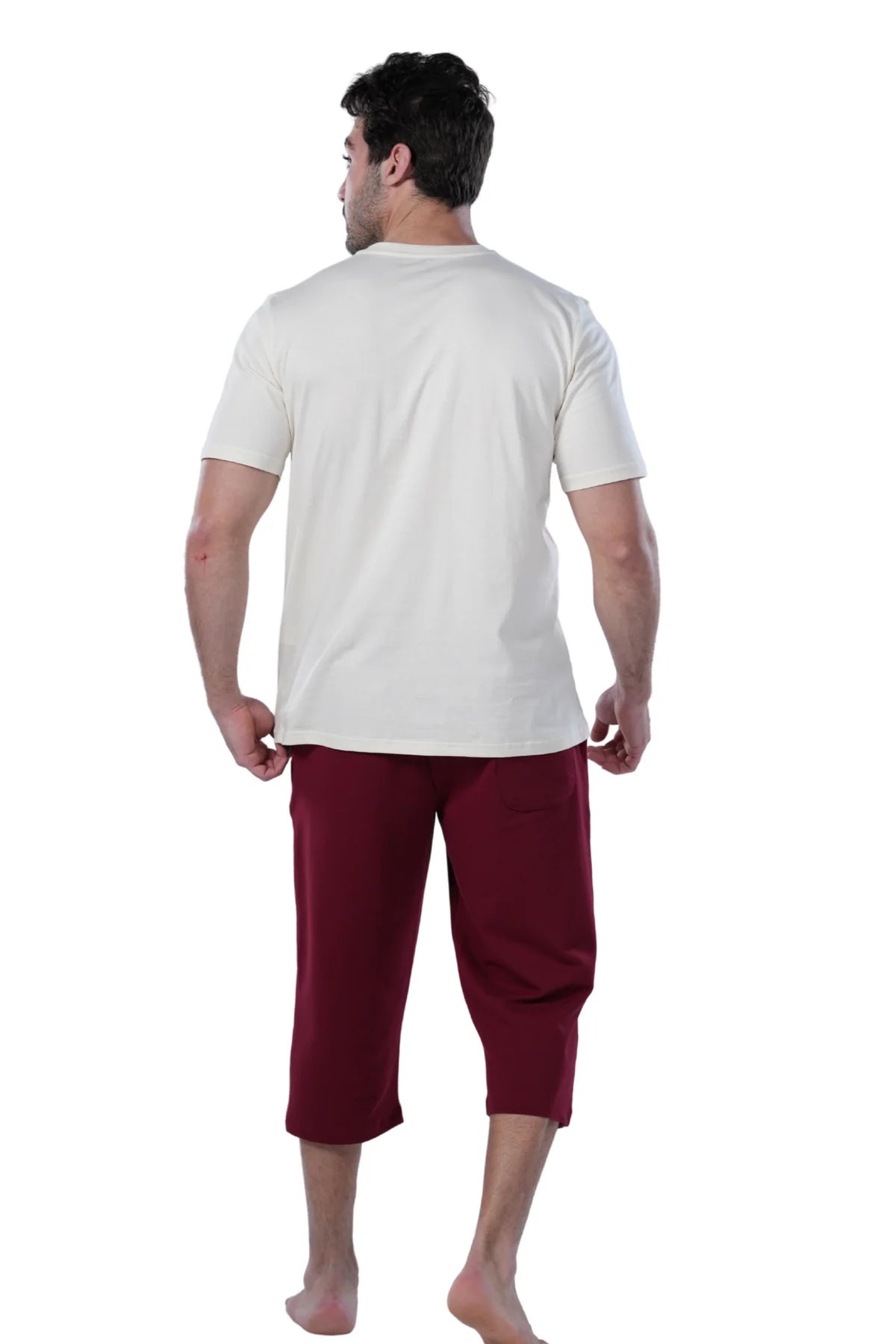 Men's Burgundy Pajama long short Set