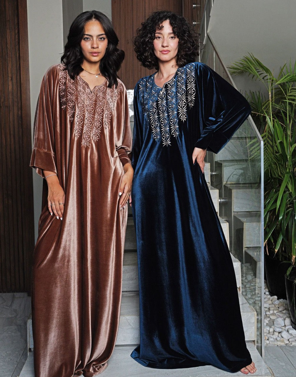 Velvet Jalabya butterfly brown and navy EG16908