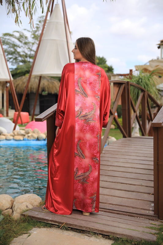 Satin Caftan butterfly Free Size 15954