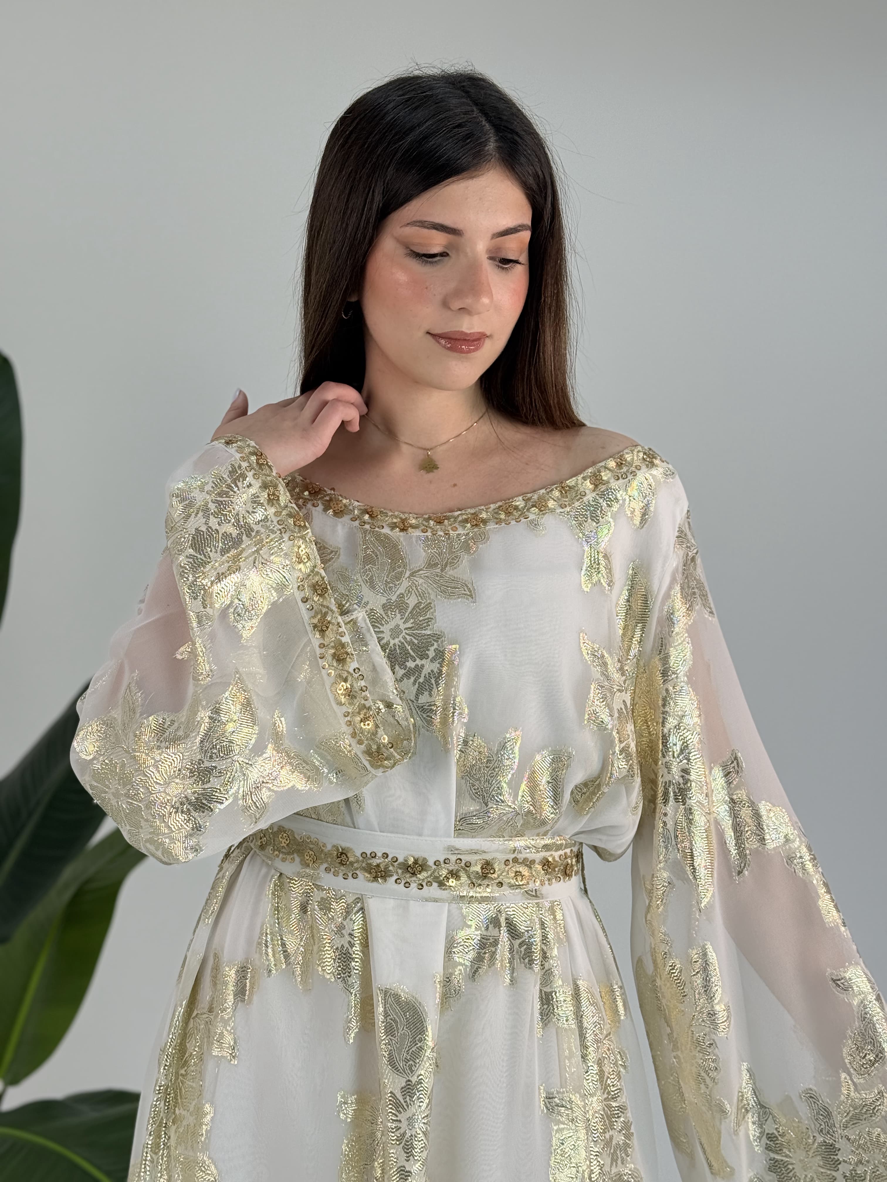 Hand Made Luxury dress Indian chiffon ivory by Sania