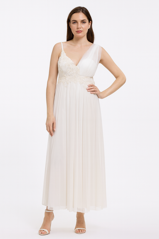 Bridal set Gown long whit beige giber L37925