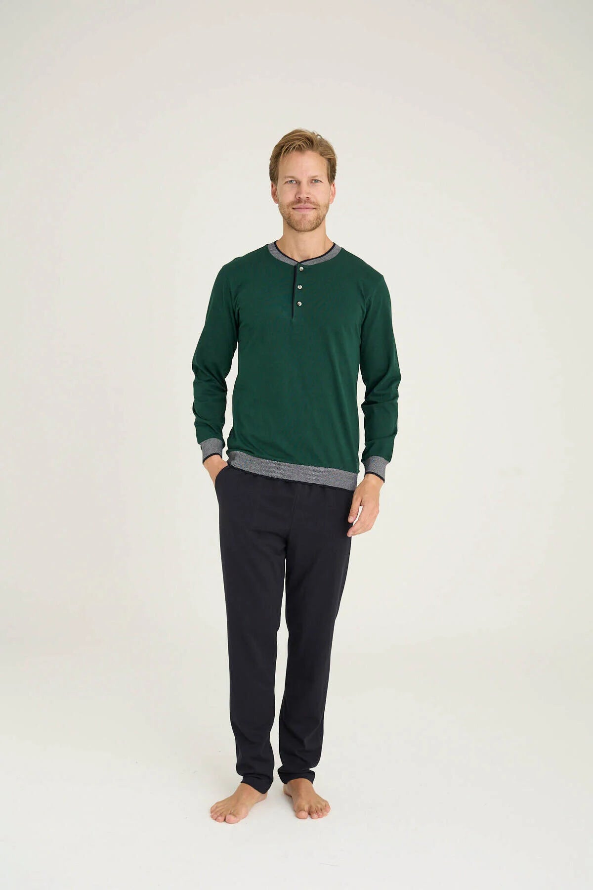 Pajama men Medium Thick made in Turkey -Olive 100% cotton 6033