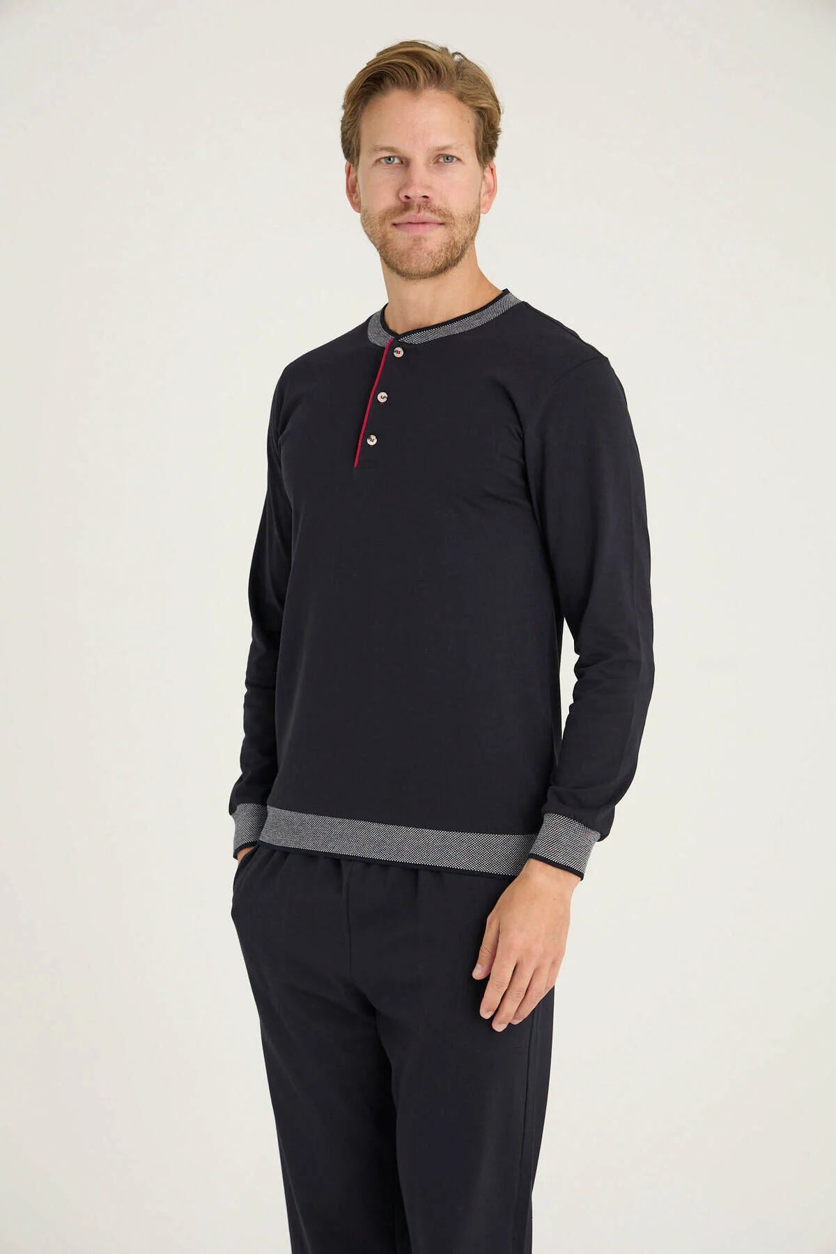 Pajama men Medium Thick made in Turkey -Navy 100% cotton 6033