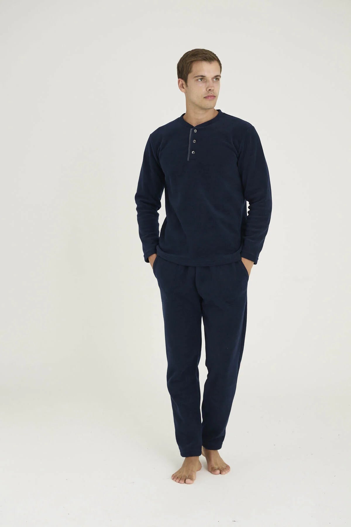 Winter Pajama men Polar made in Turkey Navy 7305