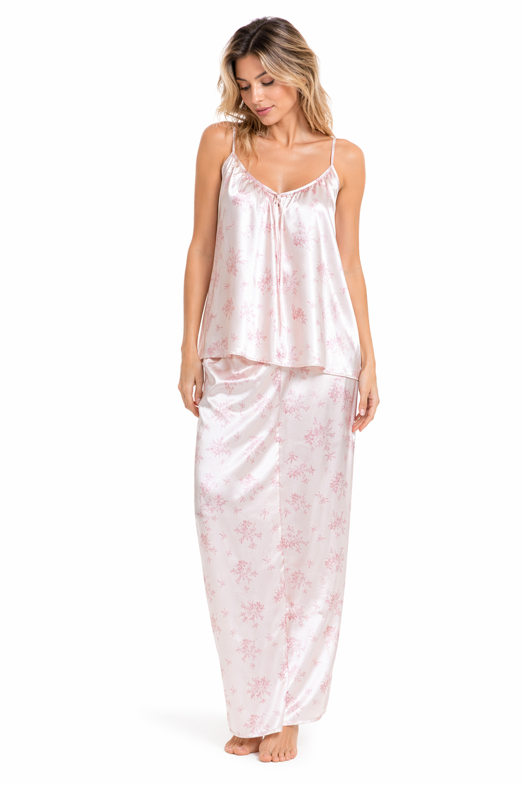 Women Pajama silk satin pink XL available 188