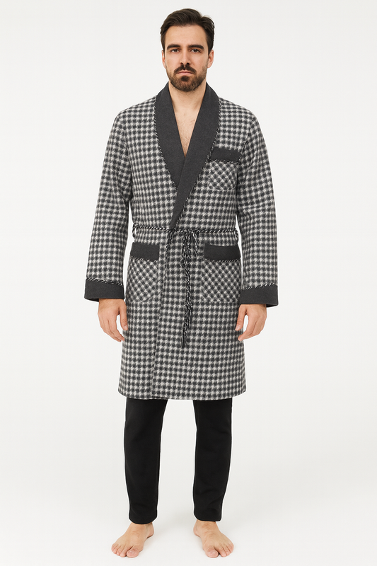 Winter Robe Men In Soft Wool – Grey