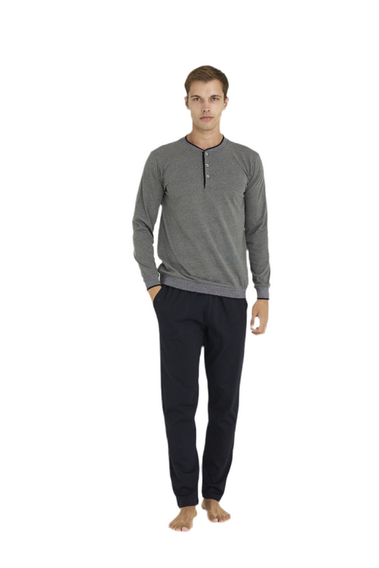 Pajama men Medium Thick made in Turkey -grey 100% cotton 6033