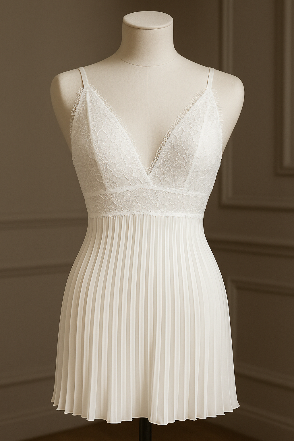 Short Night Dress Silk Satin- White
