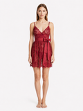 Short Night Dress dantel- Bordo ft1466