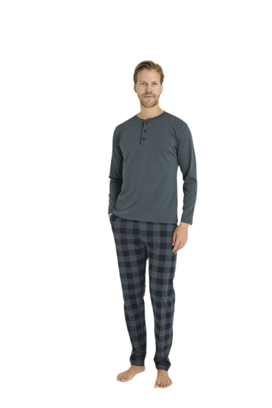 Pajama men autumn made in Turkey - gray 100% cotton 9221