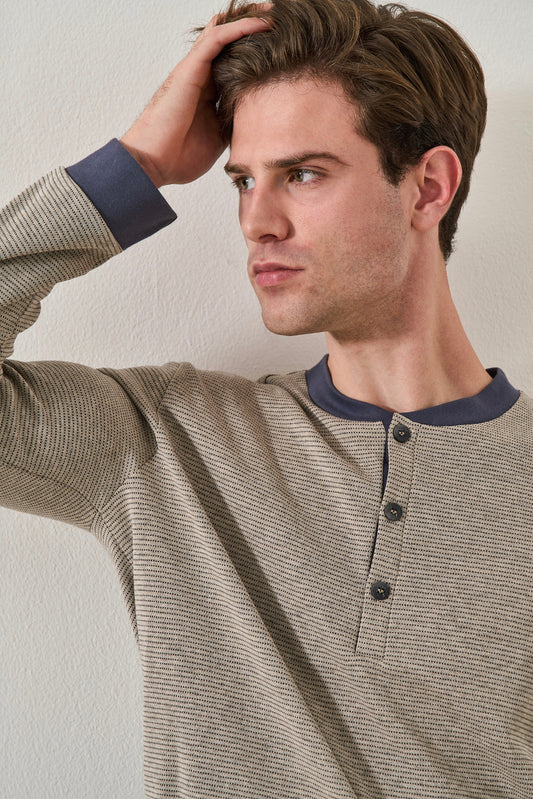 Men’s Pajama Premium Italy – Grey & Navy medium thick cotton L77121