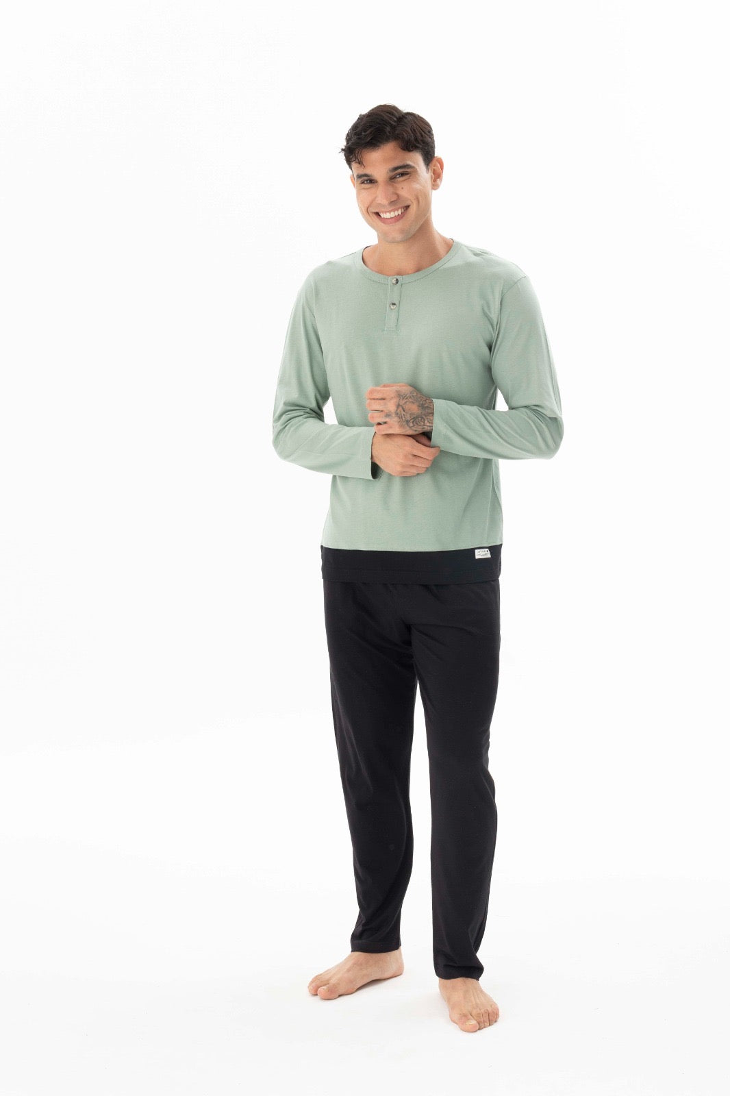 Pajama men autumn made in Turkey - Mint color  48% cotton 48% modal 4% lycra 26101