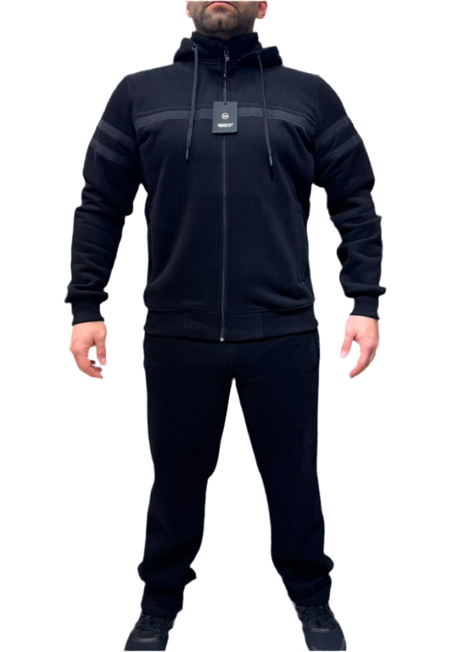 Winter Thick outdoor Tracksuit Men Removable Hat 0079