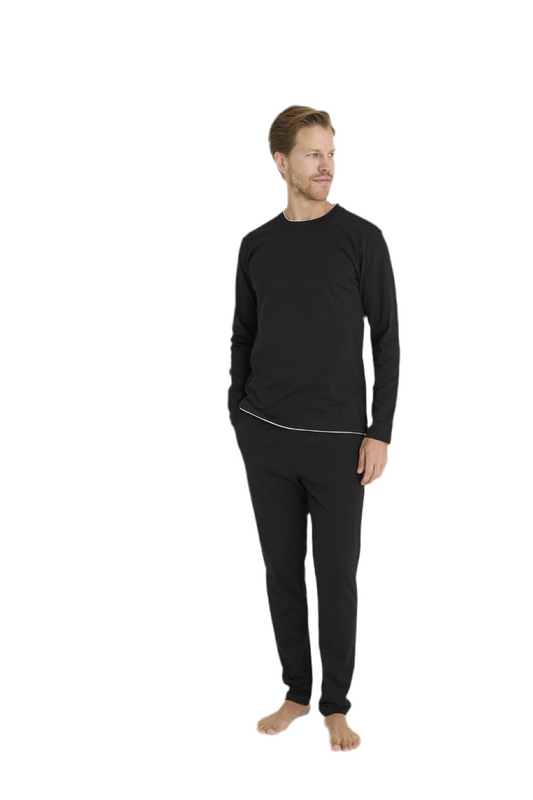 Pajama men Soft autumn made in Turkey - Black 100% cotton 9222
