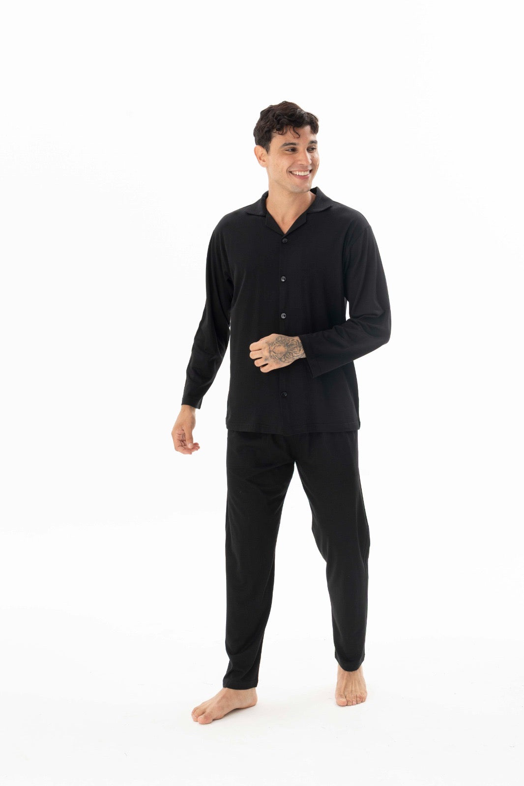 Pajama men autumn made in Turkey - Black color  48% cotton 48% modal 4% lycra 26106