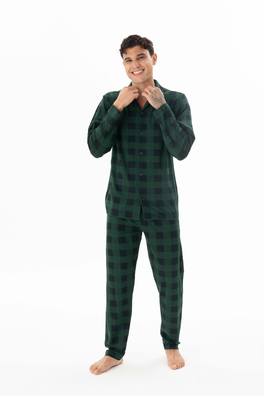 Pajama men autumn made in Turkey - Green 48% cotton 48% modal 4% lycra 26100