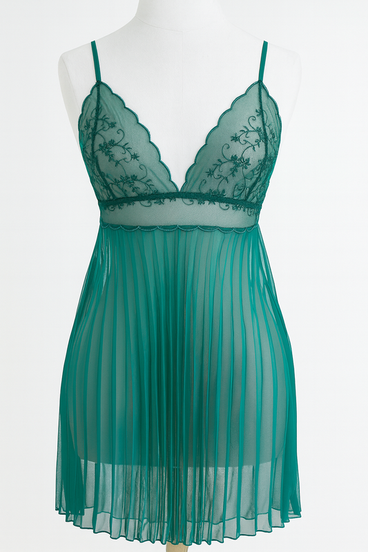 Short Night Dress chiffon- green