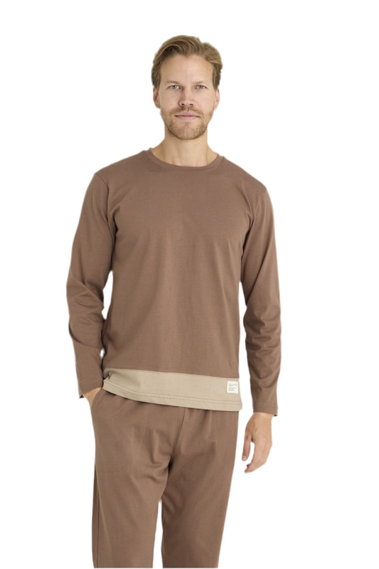 Pajama men Medium Thick made in Turkey - Beige 100% cotton 6011