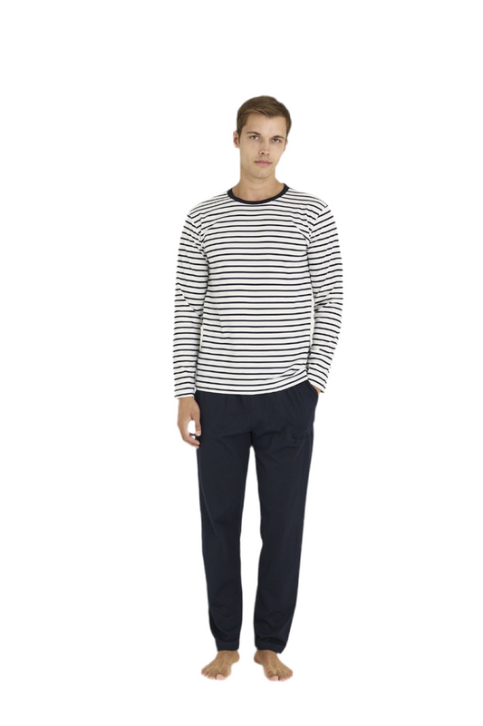 Pajama men Soft autumn made in Turkey - White  100% cotton 9215