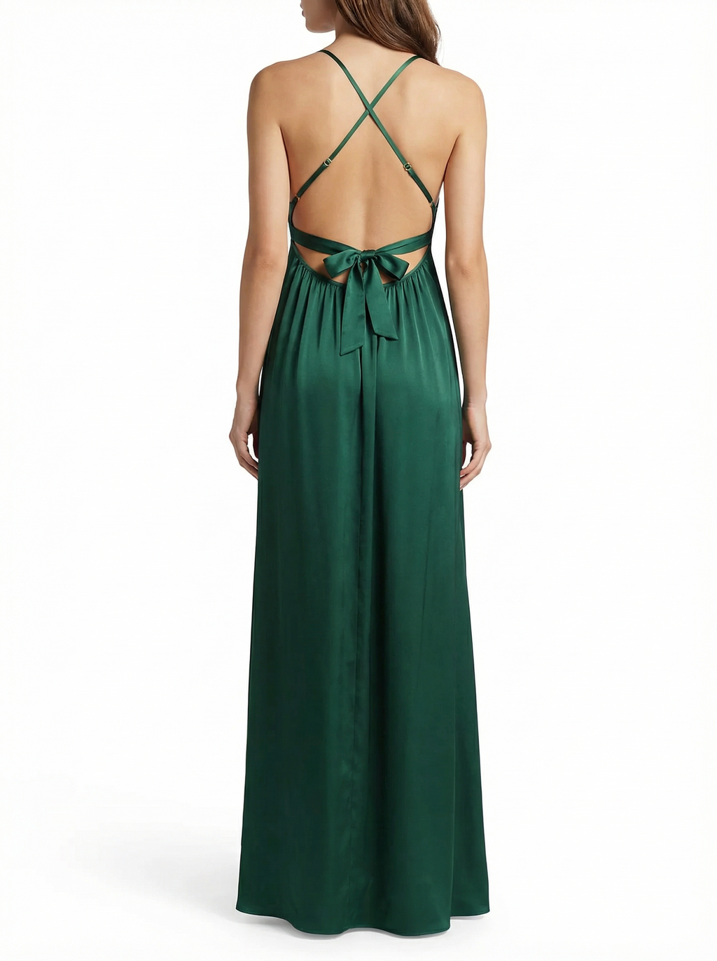 Long Dress lingerie silk satin Green ft1588