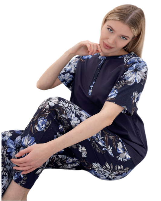 Summer Pajama women flowers cotton 1802