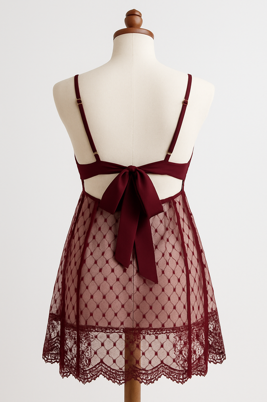 Babydoll chiffon bordo