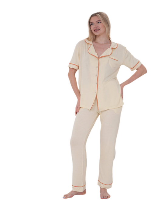 Summer Pajama women button cotton 1201
