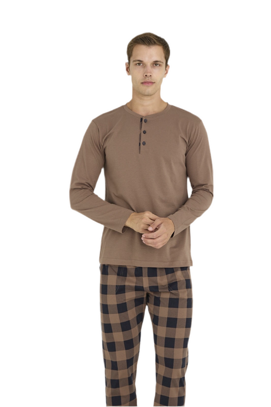 Pajama men autumn made in Turkey - brown 100% cotton