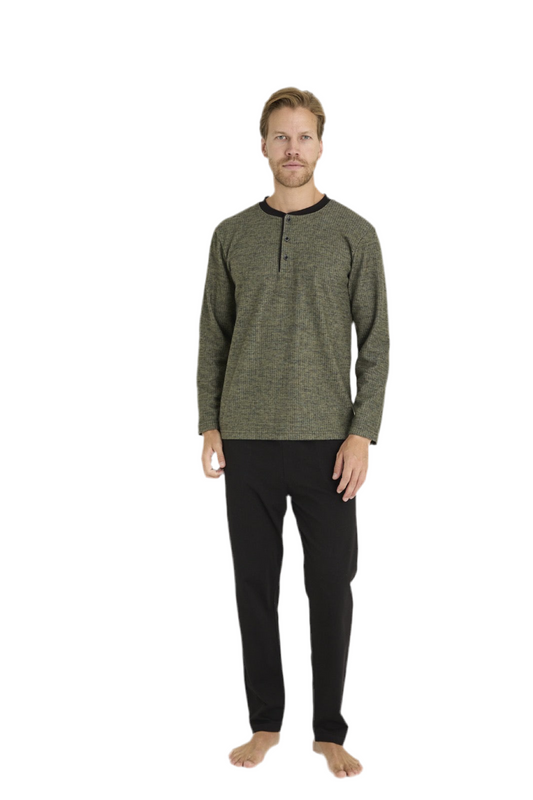 Winter Pajama men Thick made in Turkey -Olive  8068