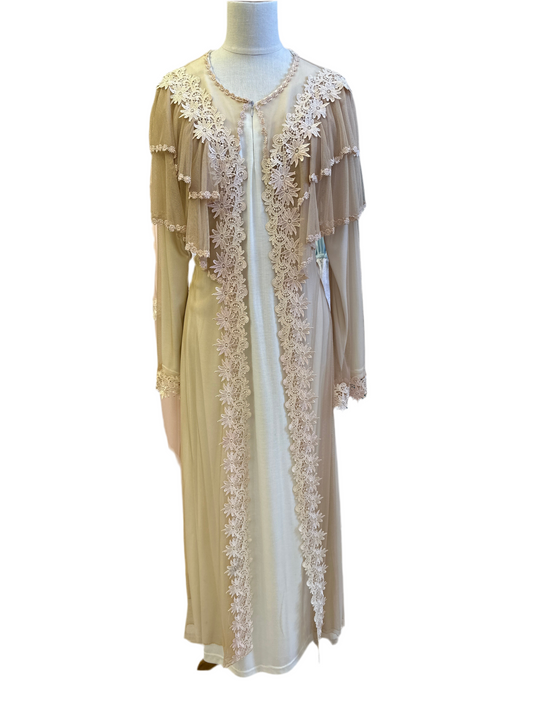 Maternity set gown one piece cotton beige