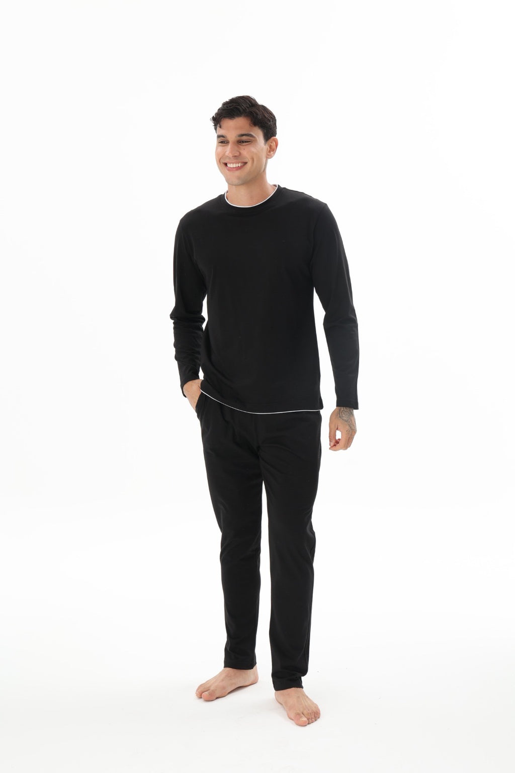Pajama men Soft autumn made in Turkey - Black 100% cotton 9222
