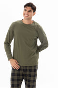 Pajama men Soft autumn made in Turkey - Olive 100% cotton 26110