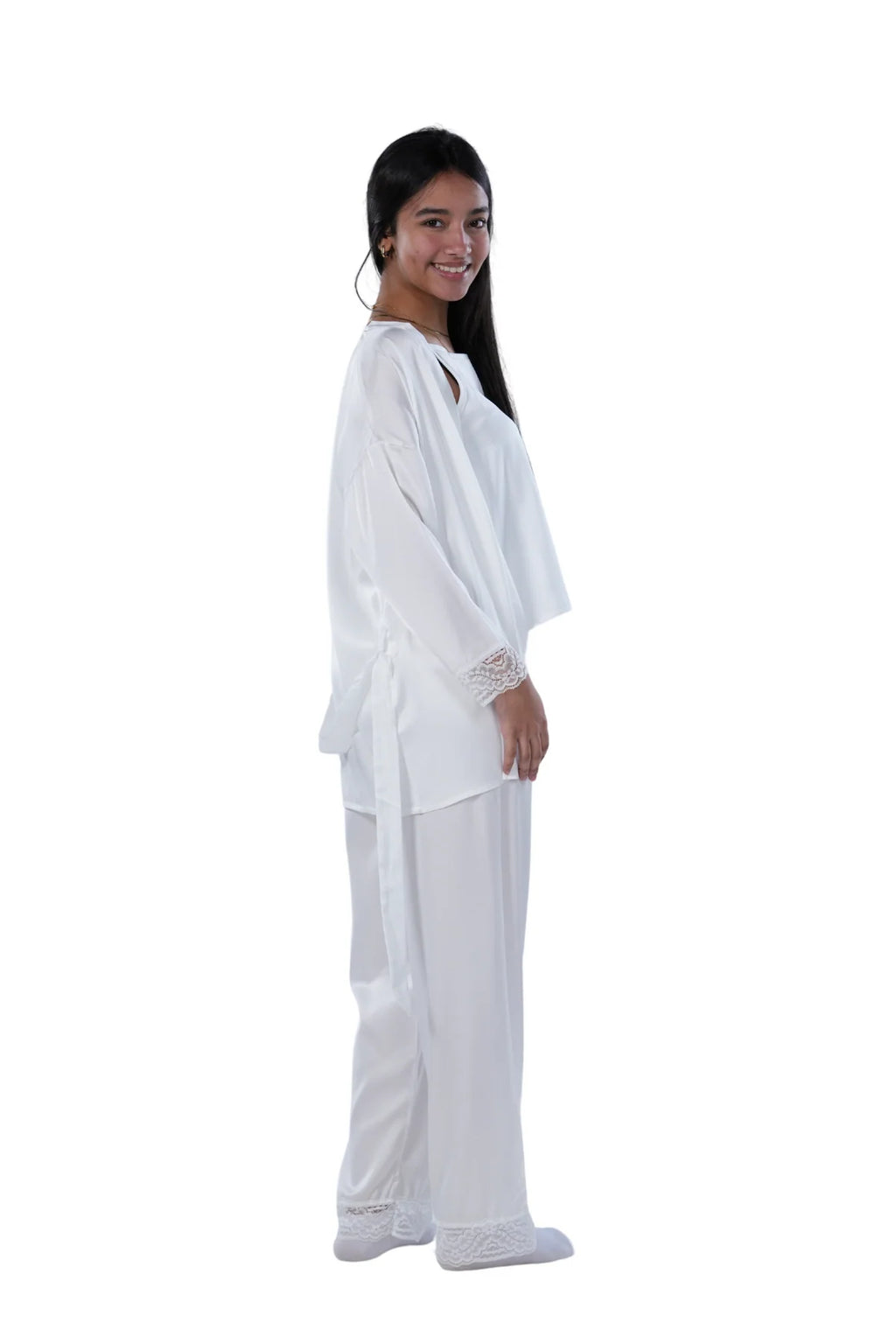 Women's 3-piece Comfort Satin pajamas -white