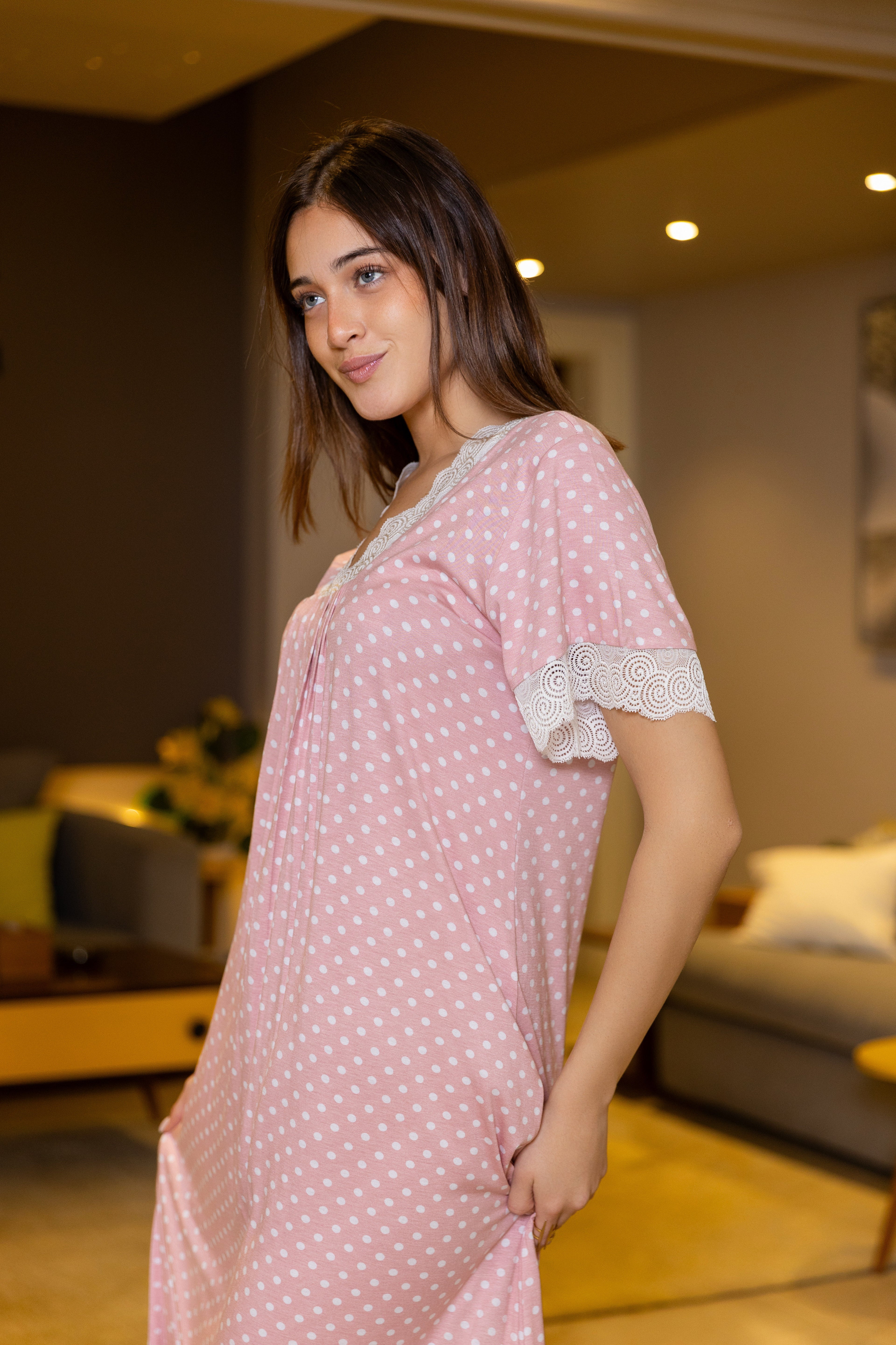 Women Night gown Chanel  modern pink big size available 17949