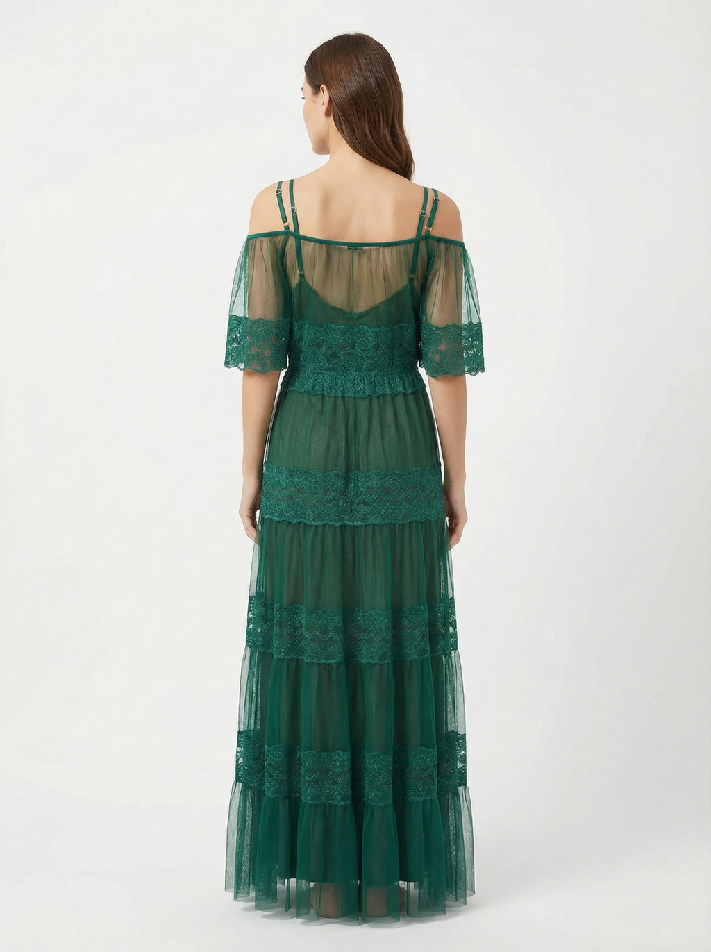 Long Dress lingerie elegant chiffon dress&tulle with lining gown ft2531