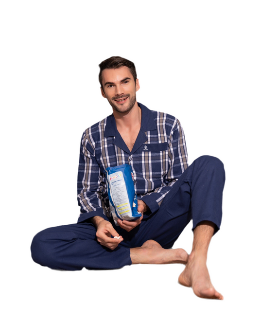 Men blended checkered pajama navy