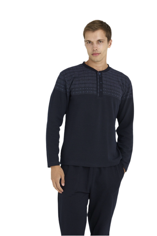 Winter Pajama men Thick made in Turkey -Navy  8065