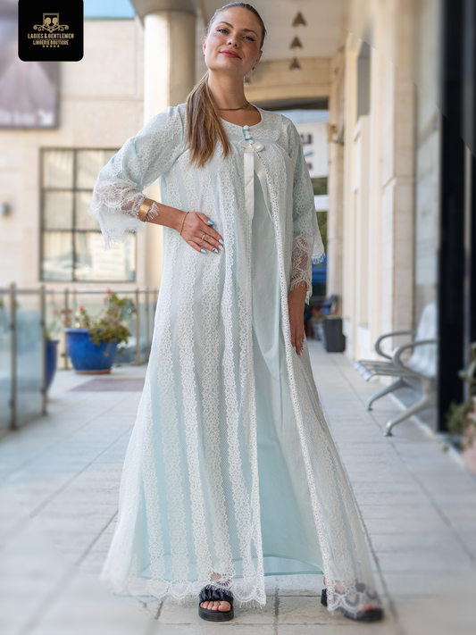 Maternity set one piece gown and robe cotton 2 color available by coco box Cb117