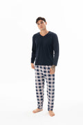 Pajama men autumn made in Turkey - Navy color  48% cotton 48% modal 4% lycra 26117