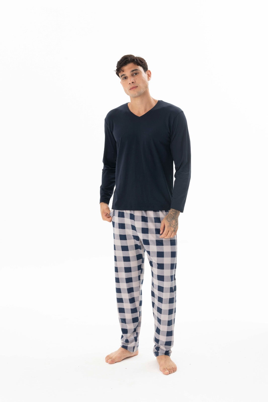 Pajama men autumn made in Turkey - Navy color  48% cotton 48% modal 4% lycra 26117